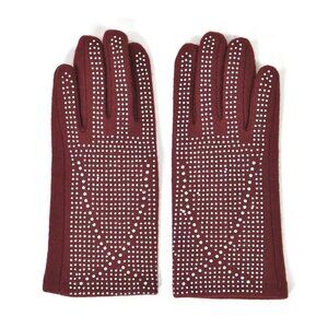 Wine Red 70% Wool and 30% Polyester Gloves with Touch Screen Function